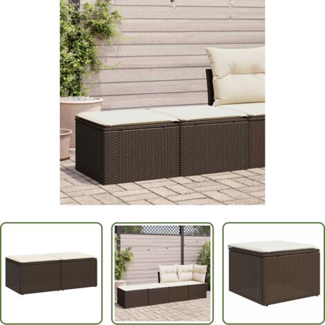 Cojines para jardín -  Set sofás jardín y cojines 2 pzas ratán sintético acacia marrón
