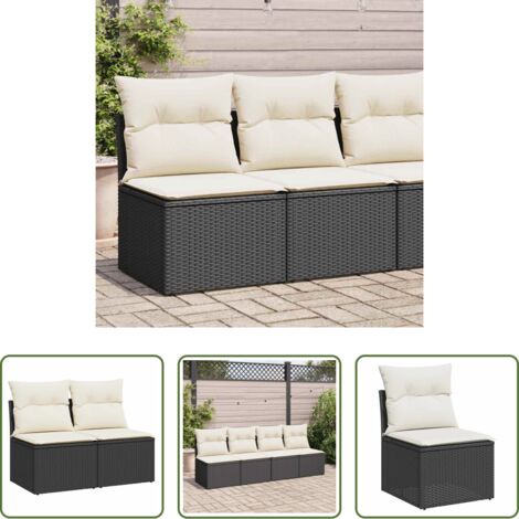 Cojines para jardín -  Set sofás jardín y cojines 2 pzas ratán sintético acacia negro