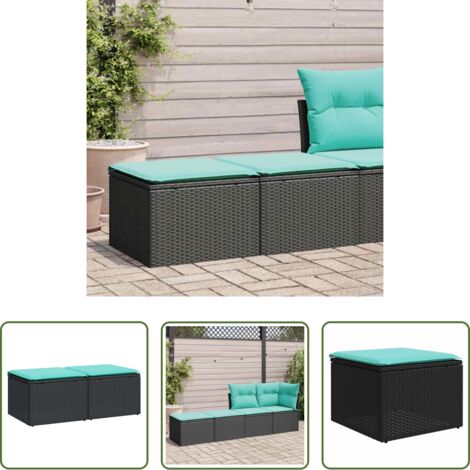 Cojines para jardín -  Set sofás jardín y cojines 2 pzas ratán sintético acacia negro