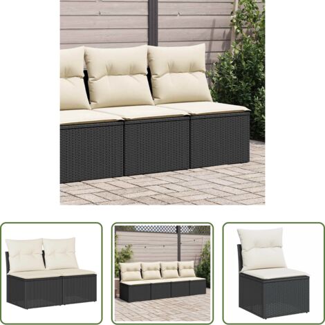 Cojines para jardín -  Set sofás jardín y cojines 2 pzas ratán sintético acacia negro