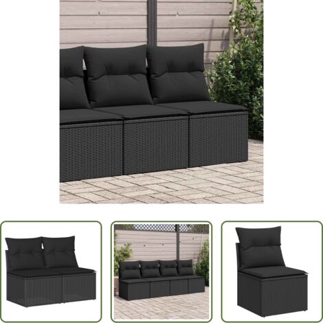 Cojines para jardín -  Set sofás jardín y cojines 2 pzas ratán sintético acacia negro