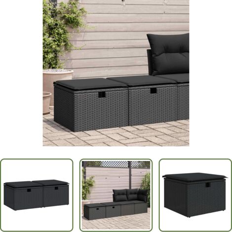 Cojines para jardín -  Set sofás jardín y cojines 2 pzas ratán sintético acacia negro