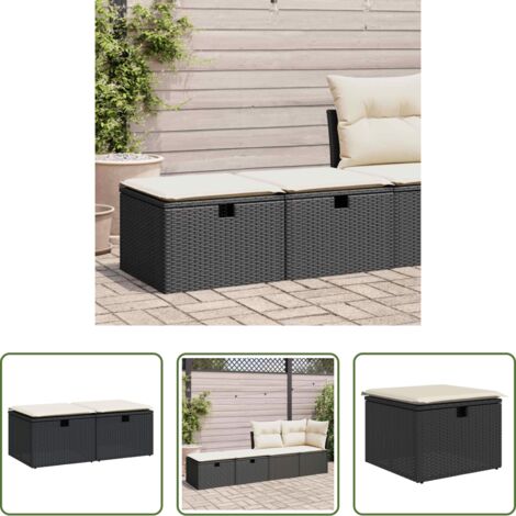 Cojines para jardín -  Set sofás jardín y cojines 2 pzas ratán sintético acacia negro