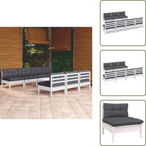 Cojines para jardín - vidaXL Muebles de jardín 8 piezas con cojines antracita madera pino - Muebles modulares