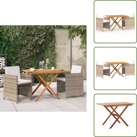 Cojines para jardín - vidaXL Set de comedor de jardín 3 piezas con cojines beige - Comedor exterior