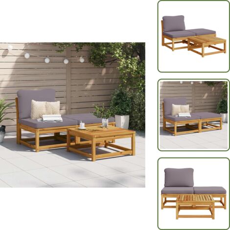 Cojines para jardín - vidaXL Set de muebles para jardín 3 piezas con cojines madera acacia - Muebles de jardín acacia