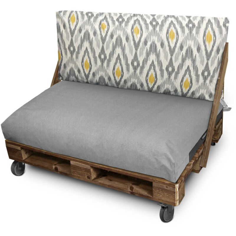 Coussin palette d'extérieur Dossier 120x45x25 Éthnique Moutarde/Gris Naylim Happers