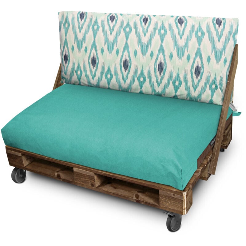 Coussin palette d'extérieur Dossier 120x45x25 Éthnique Vert/Gris Naylim Happers
