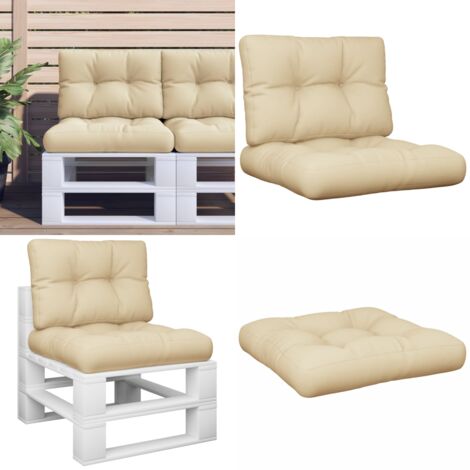 Cojines para palets 2 unidades tela beige - Cojines para jardín - Cojines para salón