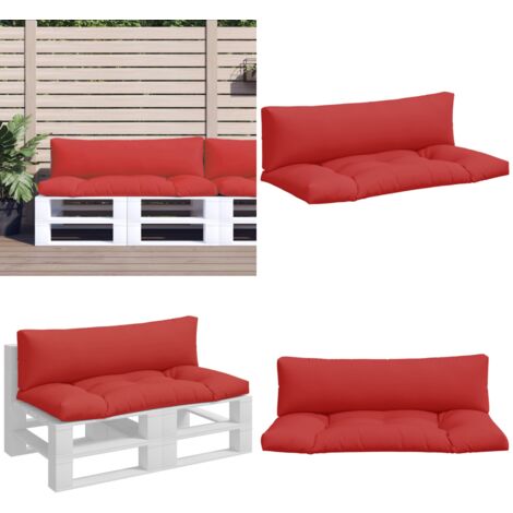 Cojines para palets 2 unidades tela rojo - Cojín para jardín - Cojín para patio