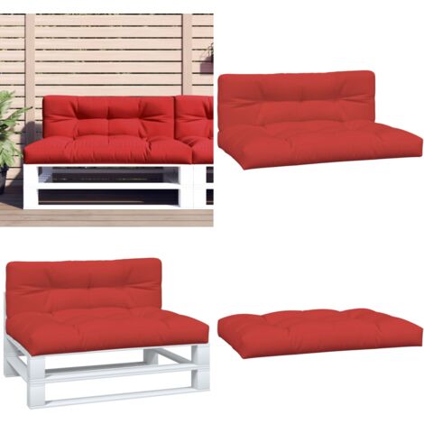 Cojines para palets 2 unidades tela rojo - Cojines para jardín - Cojines para patio
