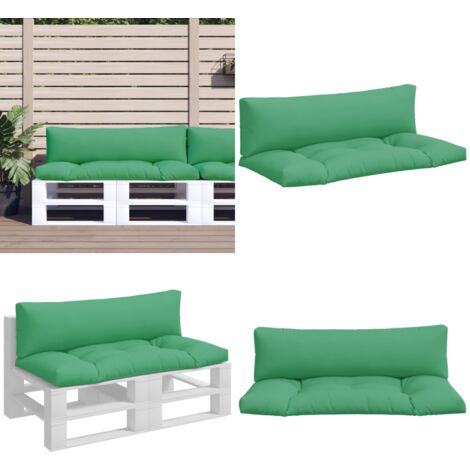 Cojines para palets 2 unidades tela verde - Cojín para jardín - Cojín para patio