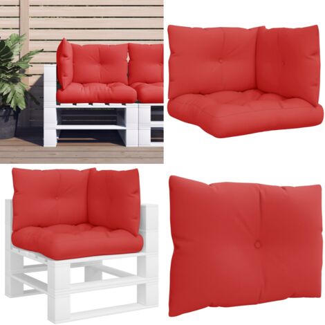Cojines para palets 3 unidades tela rojo - Cojines para patio - Cojines para exterior
