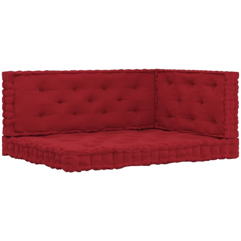 

Cojines para palets de suelo 3 unidades algodón rojo burdeos - Rojo