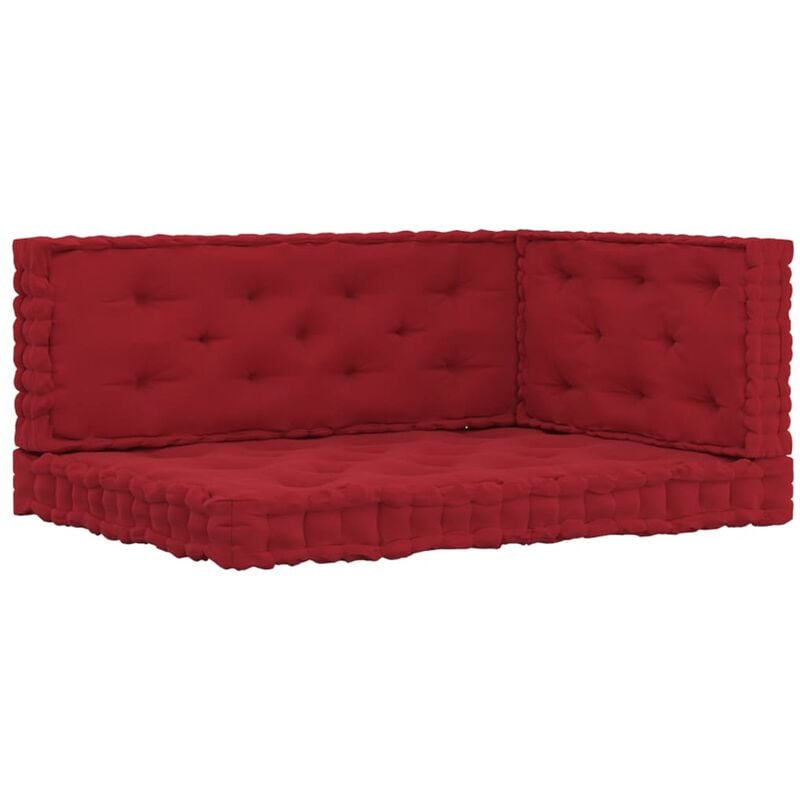 

Cojines para palets de suelo 3 unidades algodón rojo burdeos