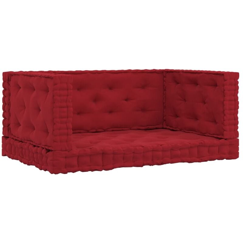 

Cojines para palets de suelo 4 unidades algodón rojo burdeos - Rojo