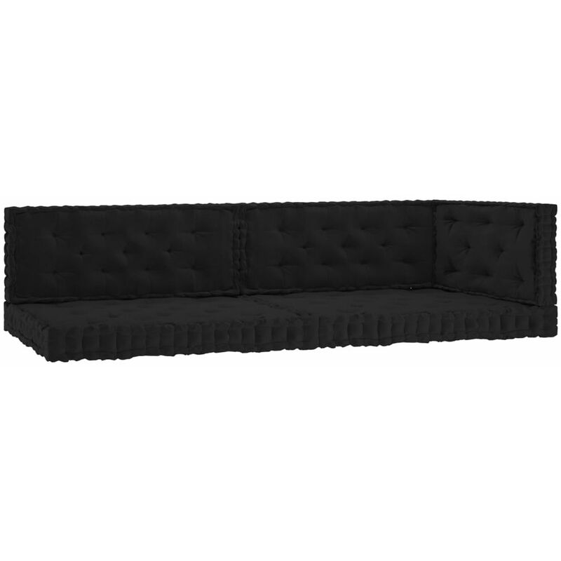 

Happyshopping - Cojines para palets de suelo 5 unidades algodon negro