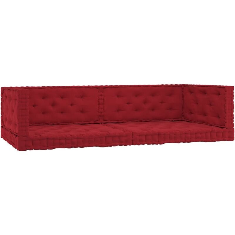 

Cojines para palets de suelo 6 unidades algodón rojo burdeos - Rojo