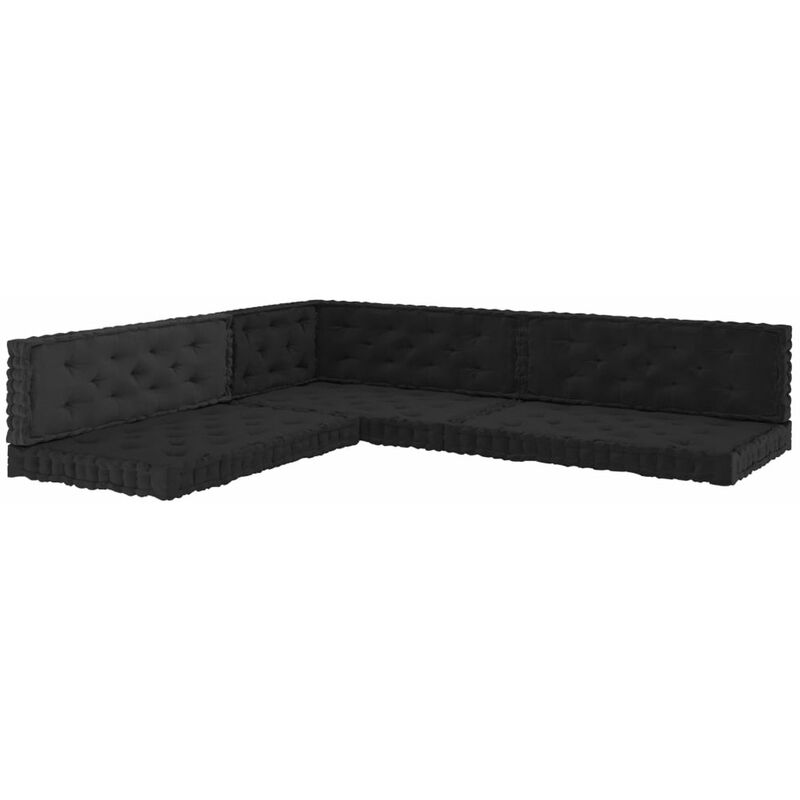 

Happyshopping - Cojines para palets de suelo 7 unidades algodon negro