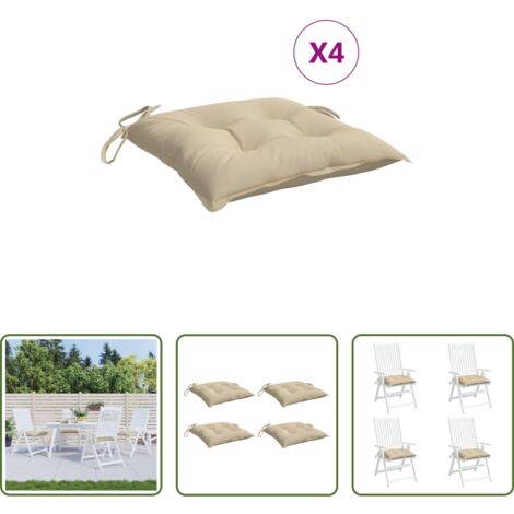 Cojines para patio -  Cojines de palets de jardín 4 uds tela Oxford beige 50x50x7 cm
