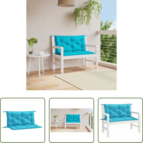 Cojines para patio -  Cojines para banco de jardín 2 uds tela turquesa 100x50x7 cm