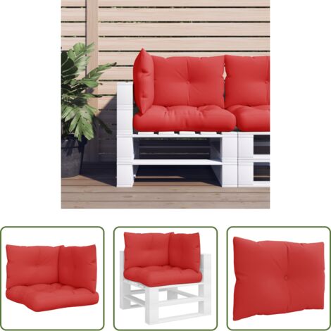 Cojines para patio -  Cojines para palets 3 unidades tela rojo