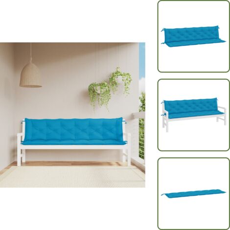 Cojines para patio - vidaXL Cojines de banco de jardín 2 uds azul claro 200x50x7 cm - Cojines para salón