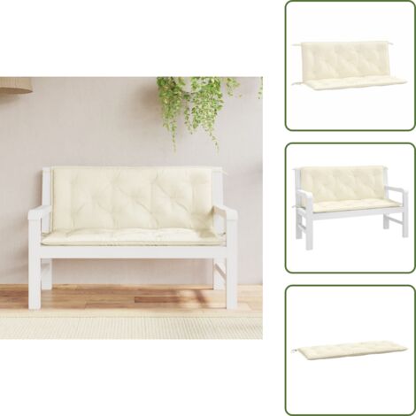 Cojines para patio - vidaXL Cojines de banco de jardín 2 uds blanco crema 120x50x7 cm - Cojines para salón