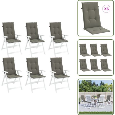 Cojines para patio - vidaXL Cojines para silla respaldo alto 6 uds tela gris oscuro melange - Cojines para sillas de oficina
