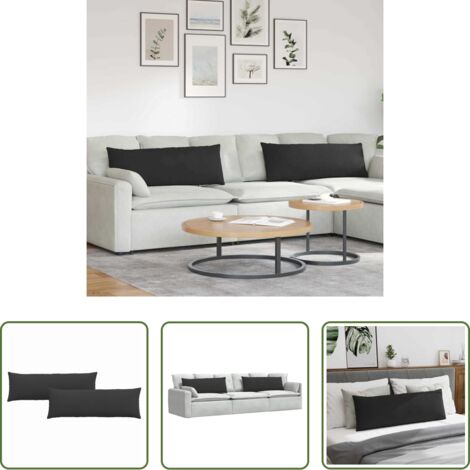 Cojines para sala -  Cojines de sofá 2 pcs Negro 120 x 40 cm tela