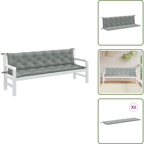 Cojines para salón - vidaXL Cojines banco jardín 2 uds tela gris claro melange 200x50x7 cm - Cojines de tela
