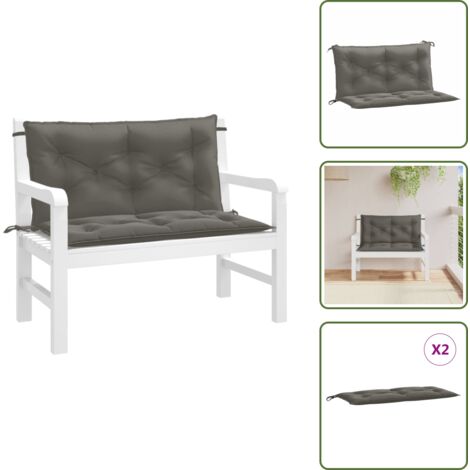 Cojines para salón - vidaXL Cojines banco jardín 2 uds tela gris oscuro melange 100x50x7 cm - Cojines de exterior