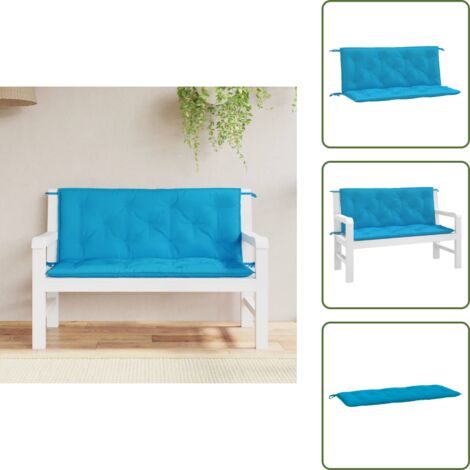 Cojines para salón - vidaXL Cojines de banco de jardín 2 uds azul claro 120x50x7 cm - Cojines de jardín azul claro