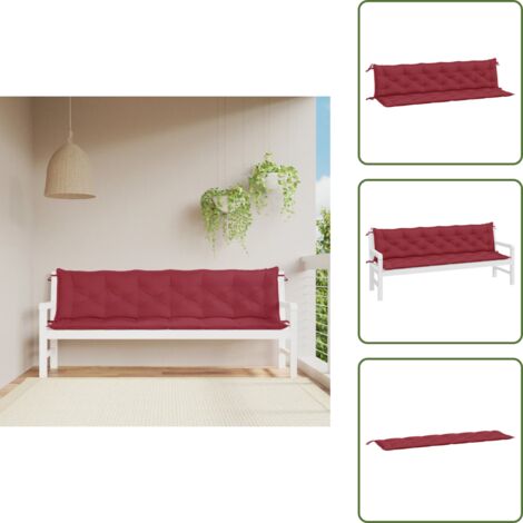Cojines para salón - vidaXL Cojines de banco de jardín 2 uds rojo tinto 200x50x7 cm - Cojines de exterior