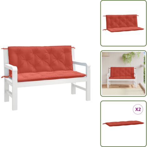 Cojines para salón - vidaXL Cojines para banco jardín 2 uds tela rojo melange 120x50x7 cm - Cojines de tela