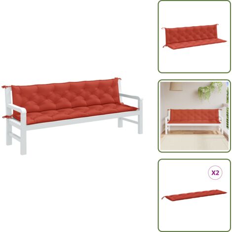 Cojines para salón - vidaXL Cojines para banco jardín 2 uds tela rojo melange 200x50x7 cm - Cojines para muebles