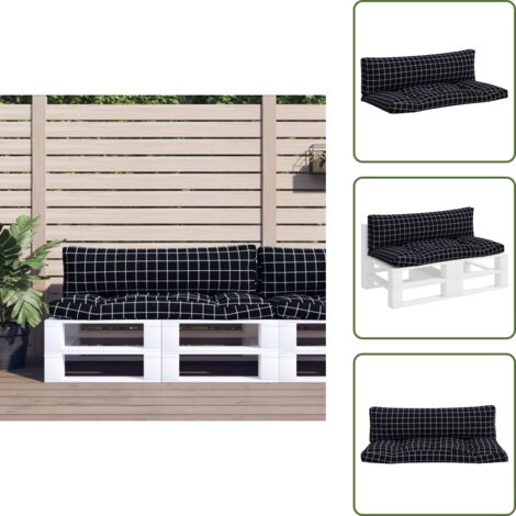 Cojines para salón - vidaXL Cojines para palés 2 piezas tela Oxford a cuadros negros - Cojines para otomana