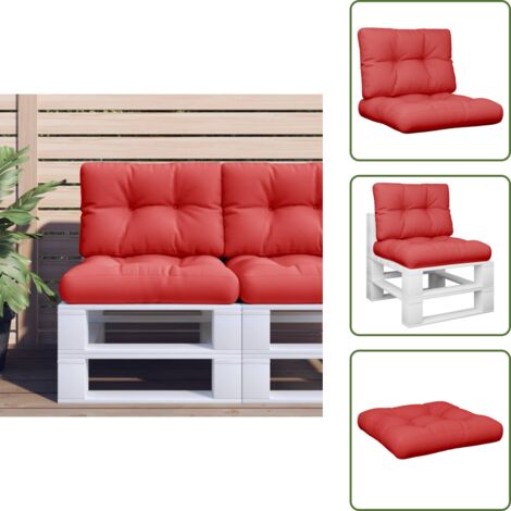 Cojines para salón - vidaXL Cojines para palets 2 unidades tela rojo - Cojines para exterior