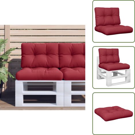 Cojines para salón - vidaXL Cojines para palets 2 unidades tela rojo tinto - Cojines para exteriores