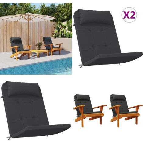 Cojines para silla Adirondack 2 uds tela Oxford negro - Cojines para jardín - Cojines para salón