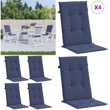 Cojines para silla con respaldo alto 4 uds tela azul marino - Cojín para exterior - Cojín para jardín
