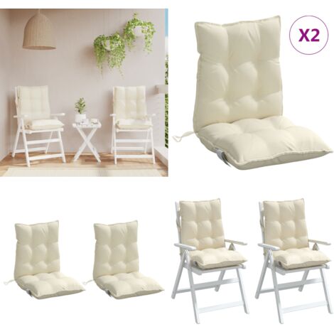 Cojines para silla con respaldo bajo 2 uds tela Oxford crema - Cojines de jardín - Cojines para patio