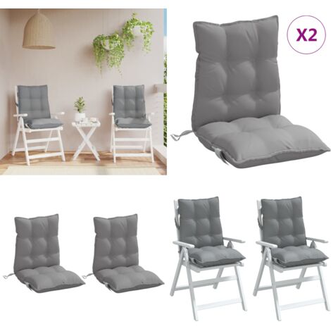 Cojines para silla con respaldo bajo 2 uds tela Oxford gris - Cojines de jardín - Cojines para patio