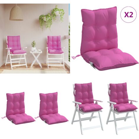 Cojines para silla con respaldo bajo 2 uds tela Oxford rosa - Cojines de jardín - Cojines para patio