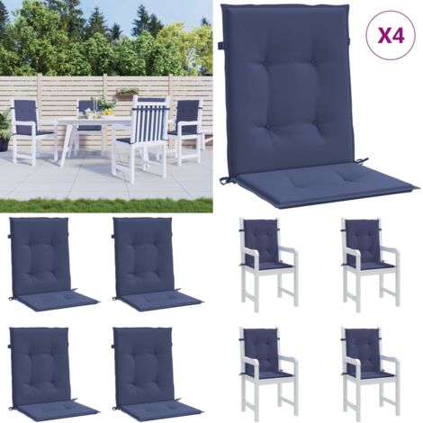 Cojines para silla con respaldo bajo 4 uds tela azul marino - Cojines para jardín - Cojines para patio