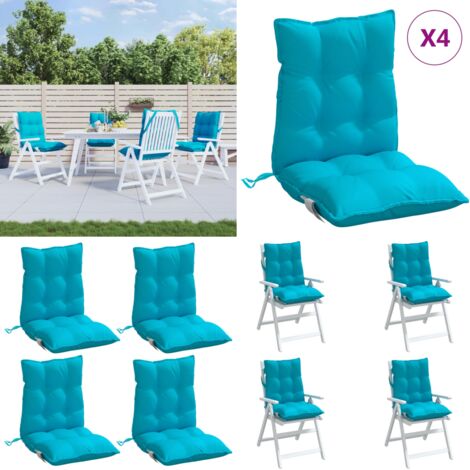 Cojines para silla con respaldo bajo 4 uds tela Oxford turquesa - Cojines para jardín - Cojines para patio