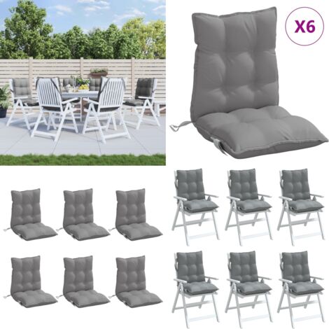 Cojines para silla con respaldo bajo 6 uds tela Oxford gris - Cojines para jardín - Cojines para patio