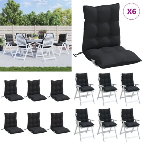 Cojines para silla con respaldo bajo 6 uds tela Oxford negro - Cojines de jardín - Cojines para patio