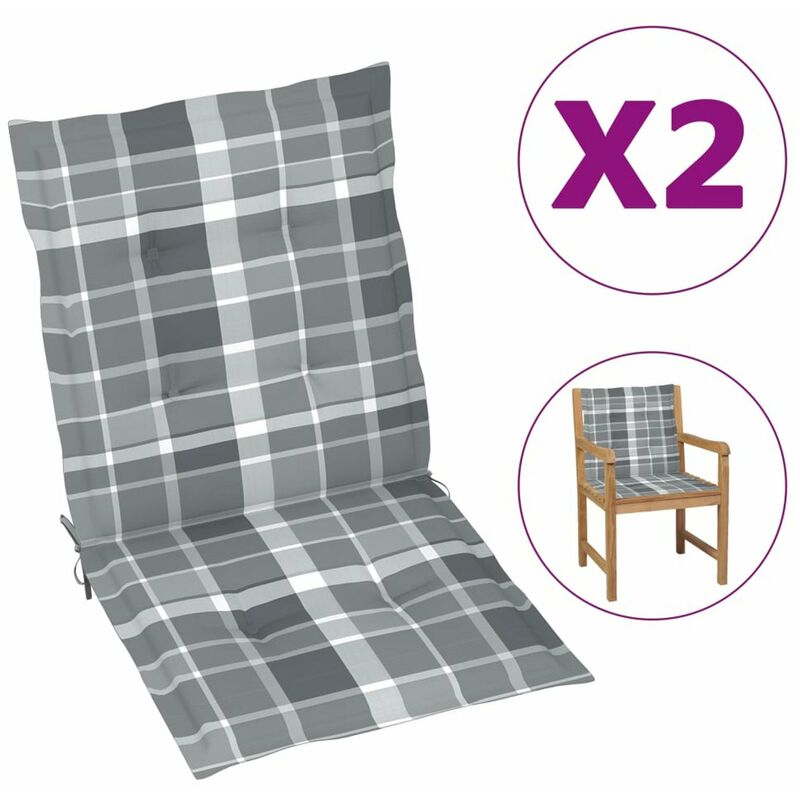 

Cojines para silla de jardin 2 uds a cuadros gris 100x50x4 cm