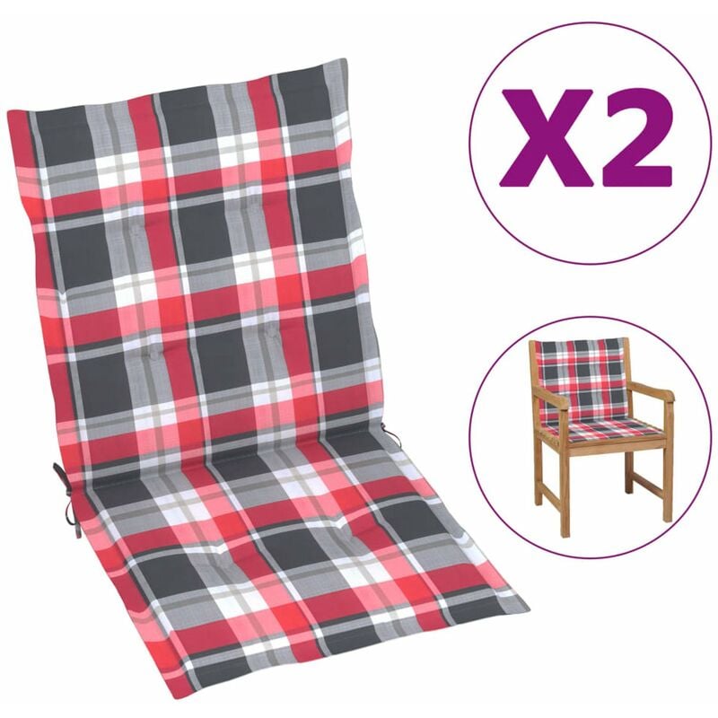 

Cojines para silla de jardin 2 uds a cuadros rojo 100x50x4 cm
